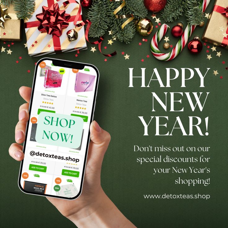 🇬🇧 English: New Year, New You! 🌿 Get up to 40% OFF on Diox & Nerox Teas. Perfect for gut health & debloating. 🇩🇪 Deutsc…